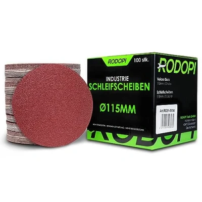 Afbeelding van RODOPI Klittenbandschuurschijven 115 mm RedDevil korrel 40 320 schuurpapier voor excentrische schuurmachine ongeperforeerd zirconium korund schuurpads rond klittenbandschijf 50 stuks K320