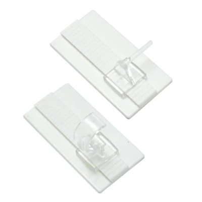 Afbeelding van Gardinia Zelfklevende dragers, universele set, voor vitrages en valletjes, 2 montageplaten 5 x 2,5 cm (LxB), haken steunen, kunststof, wit/transparant