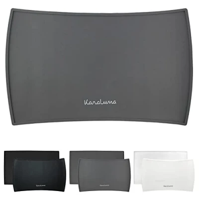 Afbeelding van KaraLuna Premium siliconen bakmat 60 x 40 cm (grijs, curvig) voedermat kat hond voederschaal hondenkom onderlegger koffieautomaat nap mat siliconenmat