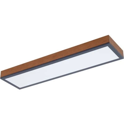 Afbeelding van Lindby LED plafondlamp 1licht IJzer, aluminium, MDF, acryl H: 6.5 cm grafietgrijs, licht hout, wit Inclusief lichtbron
