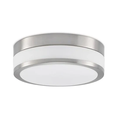 Afbeelding van Lindby Plafondlamp badkamer 2 lichts glas, metaal H: 9 cm E27 opaalwit, mat nikkel