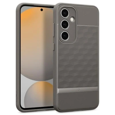Afbeelding van Caseology Parallax hoesje Compatibel met Samsung Galaxy S24 FE 5G [Ergonomisch 3D Hexa Cube ontworpen] Case (TPU en PC Ash Gray)