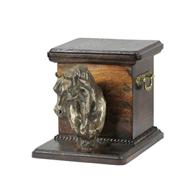 Afbeelding van Art Dog Handgemaakte Aangepaste Hondenherdenkingsurn Koudgegoten Bronzen Hondenkop op Berkenbasis Gepersonaliseerde Hondencrematiedoos 19x31x22cm Arabisch paard