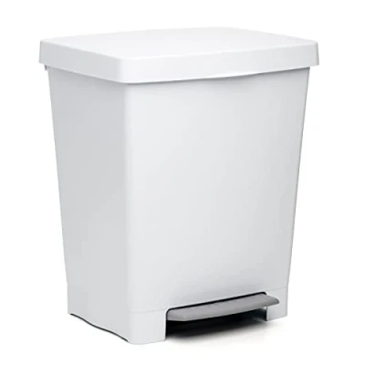 Afbeelding van TATAY Vuilnisbak voor vocht Cubik, 23 l capaciteit, intrekbaar pedaal, polypropyleen, BPA vrij, 30 liter, wit, afmetingen: 33,5 x 39 cm