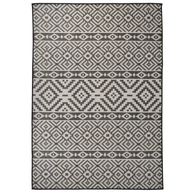Afbeelding van vidaXL Buitenkleed met patroon platgeweven 140x200 cm zwart