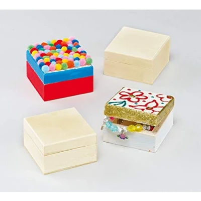 Afbeelding van Baker Ross Mini doosjes om te decoreren, voor kinderen schilderen, decoreren en personaliseren kunsthandwerk (4 pack)