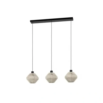 Afbeelding van EGLO Midsumer Hanglamp 3 x E27 92 cm Zwart/Crème Textiel