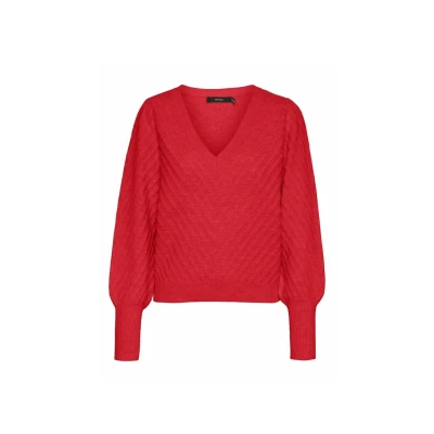 Afbeelding van Vero Moda Curve Vmcstinna Trui, Dames, Maat: 42/44, Tomato