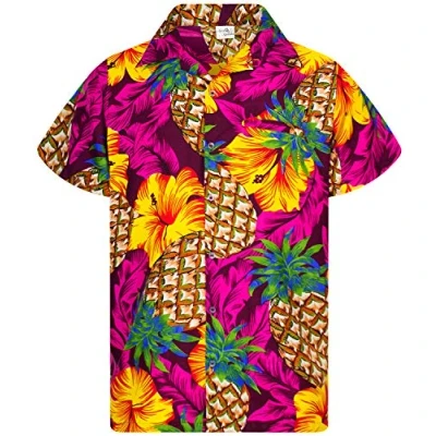 Afbeelding van Funky Hawaiiaans Overhemd, Hawaii Korte Mouw, Pineapple Hibiscus, Turkoois, XL