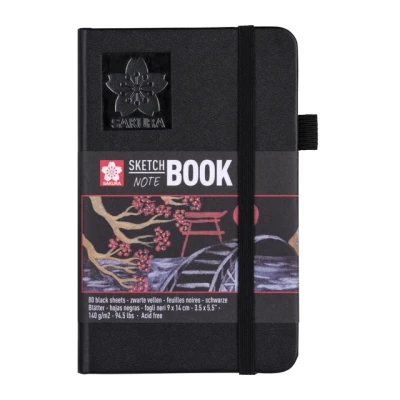 Afbeelding van Schetsboek Sakura 9x14cm 140gr zwart papier