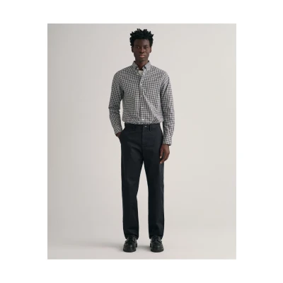 Afbeelding van GANT Klassieke broek voor heren, normale keperstof, zwart, standaard, 33W x 36L