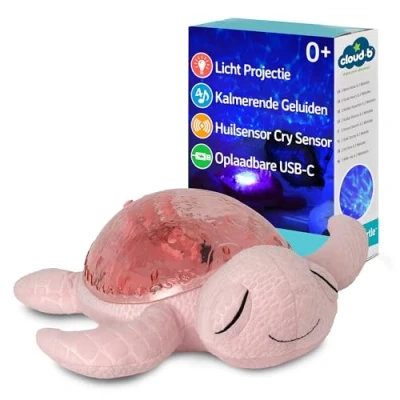 Afbeelding van Cloud.b knuffelschildpad met nachtlamp en geluid roze