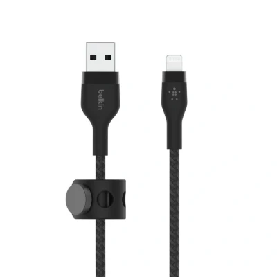 Afbeelding van Boost↑Charge USB A naar Lightning kabel braided siliconen 1 Meter van Belkin / Zwart
