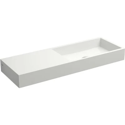 Afbeelding van Fontein Clou Mini Wash Me 56x19x6cm Mineraal Marmer Glans Wit (Met Voorbewerkt Kraangat Links)