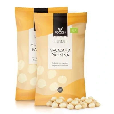 Afbeelding van FOODIN Biologische macadamia noten, 1 kg, uitstekende bron voor onverzadigde vetten, 100% biologisch en rauwkostkwaliteit, glutenvrij veganistisch (2 x 500 g)
