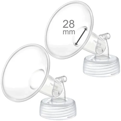 Afbeelding van 2x 28 mm Maymom brede hals pompdelen voor Spectra S1/S2 pompen; incl. flens; niet originele vervanging Shield (28 twee flens) (Spectra pompdelen)