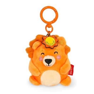 Afbeelding van Legami Super zachte sleutelhanger met leeuwmotief, pluche sleutelhanger, hanger gegraveerde boodschap en karabijnhaak van zink, 7 x 11 cm, Oranje, S