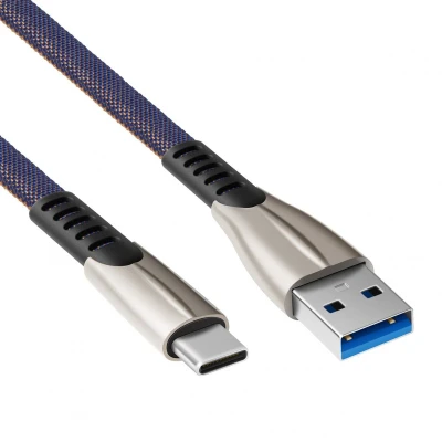 Afbeelding van USB C kabel 5A A naar Fast Charging Nylon mantel Blauw 1.5 meter Allteq