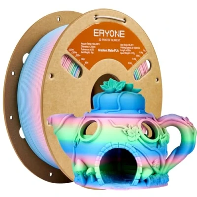 Afbeelding van ERYONE PLA 3D printerfilament, 1,75 mm, maatnauwkeurigheid +/ 0,03 1 kg, spoel, mat meerkleurig PLA, kleurverloopsfee, roze, groen en blauw