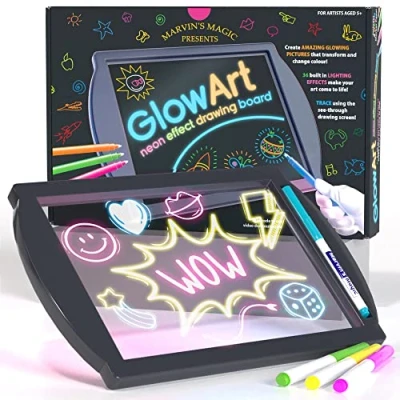 Afbeelding van Marvins Magic Glow Art Board Drawing Tekenbord inclusief 4 fluorescerende magische pennen.