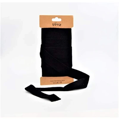 Afbeelding van Trimz Enkele visgraat katoenen lint, zwart, 25 mm x 5 m