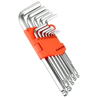 Afbeelding van DAKCOS Inbussleutelset 13 delig met kogelkop inbussleutel, hoeksleutelset SAE/INCH CR V, 1,27 tot 10 mm, in kunststof houder