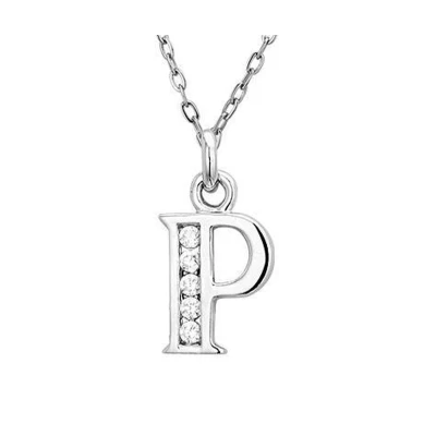 Afbeelding van Montebello Ketting Letter P Zilver Gerhod. Alfabet 10x20mm 45cm