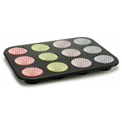 Afbeelding van Bakplaat voor Muffins Multicolour Ovenschaal (7 x 7 3 cm) (35 26,5 (12 Stuks)