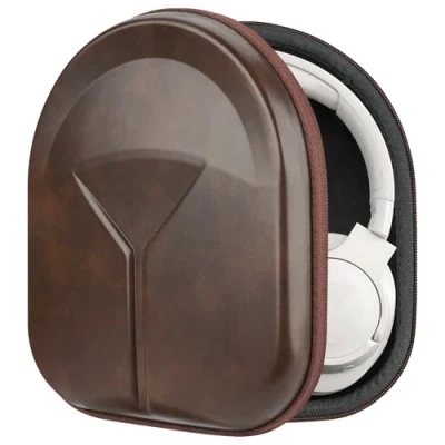 Afbeelding van Geekria Shield Hoofdtelefoonhoes voor on ear/over ear hoofdtelefoon, vervangende harde schaal reistas met kabelopslag, compatibel Bose QCUltra, QC45, QC35Gaming, QC35 Headsets (bruin)