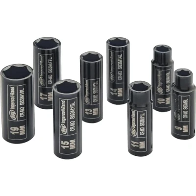 Afbeelding van Ingersoll Rand 3/8&quot; Metrisch Aangedreven Power Socket SK3M8LN, Lange Standaard Dopsleutel Set (8 stuks: 9, 10, 11, 13, 14, 15, 17, 19 mm), Gereedschap voor Auto