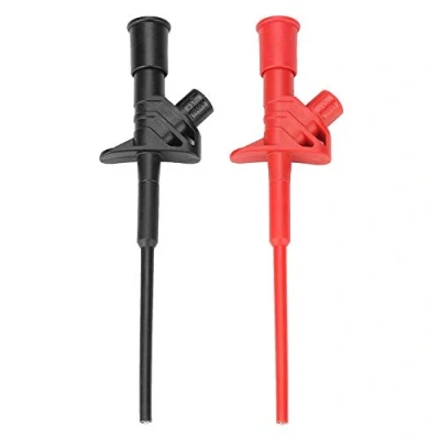 Afbeelding van 2 stuks professionele testhaak clip hoogspanning flexibele testsonde zwart + rood