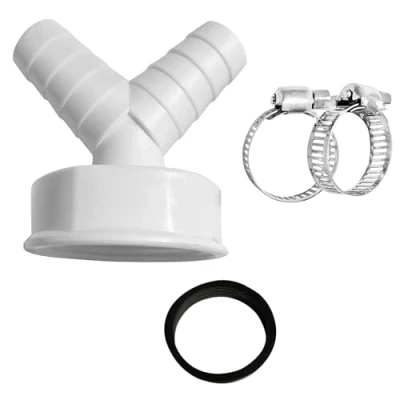 Afbeelding van Dubbele aansluiting voor wasmachine, vaatwasser 1 1/2 inch afvoeradapter en wasmachine Y adapter slang met ingangsaansluiting van 19 24 mm afvoer DN 40