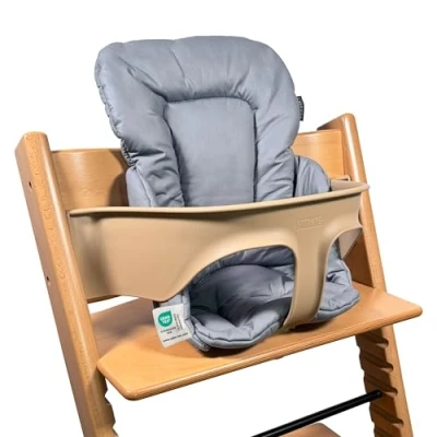Afbeelding van LaLoona Stokke Tripp Trapp Stoelverkleiner voor kinderstoel, gecoat en afwasbaar, Oeko Tex Standard 100 getest machinewasbaar, grijs