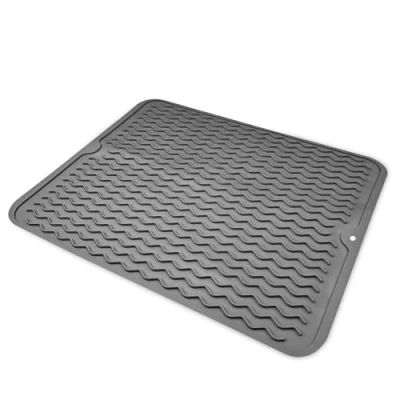 Afbeelding van Newpop afdruipmat, servies, opvouwbaar, 40 cm x 30 cm, siliconen spoelbak, droogmat, wasbaar voor keuken, gootsteen en badkamer, antislip sneldrogend, donkergrijs