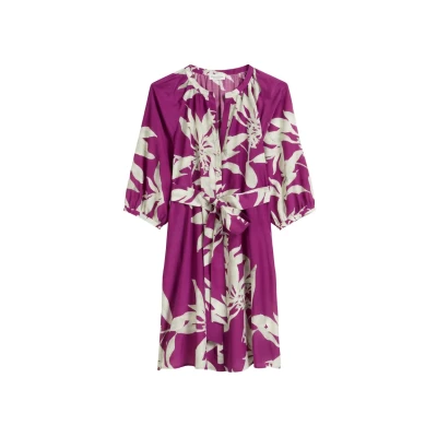 Afbeelding van Marc O&#039;Polo dames Mini blousejurk met print in de kleur Paars, maat: 34