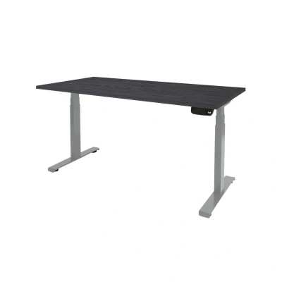 Afbeelding van Dextro plus zit/sta 200x80cm, electrisch hoogte verstelbare werkplek, T poot frame. Frame kleur aluminium (RAL9006) en blad Schaduwzwart