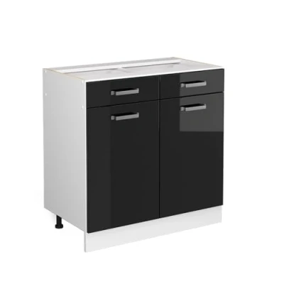 Afbeelding van Vicco Keukenonderkast R Line, Zwart hoogglans/Wit, 80 cm zonder werkblad