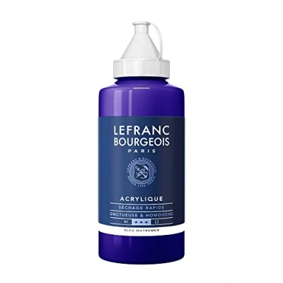Afbeelding van Lefranc Bourgeois 300459 fijne acrylverf, hoog gepigmenteerd, goede dekking, romige homogene textuur 750ml fles Ultramarine