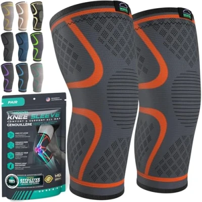 Afbeelding van MODVEL Kniebrace, set van 2 stuks kniecompressieverband voor heren en dames kniebrace hardlopen kniebeschermers medische kwaliteit meniscusscheuren, ACL, artritis (MV 110 S)