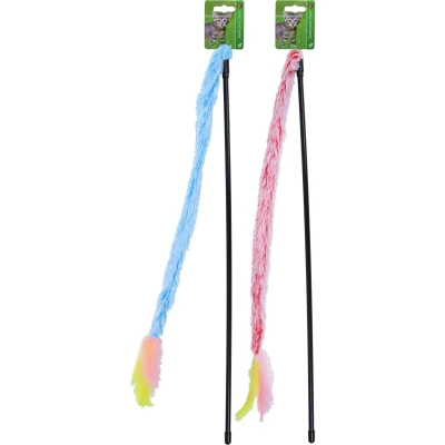 Afbeelding van boon kattenspeelgoed hengel softy plus veer bel blauw/roze Gebr de