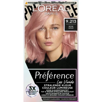Afbeelding van 1+1 gratis: L&#039;Oréal Preference Vivids Permanente Haarkleuring 9.213 Rose Gold