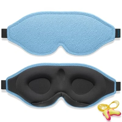 Afbeelding van 2024 Innovatief Slaapmasker voor Mannen en Vrouwen, 100% Lichtblokkerend Ontwerp Oogmasker om te Slapen, een Dutje Doen, Mediteren, Reizen (Blauw)
