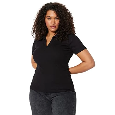 Afbeelding van Trendyol Zwarte Polo Hals Bodysitting Geribbelde Gebreide Blouse Tbbss22Bz0750
