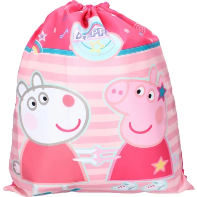 Afbeelding van Peppa Pig gymtas/rugzak/rugtas voor kinderen roze polyester 44 x 37 cm Gymtasje zwemtasje