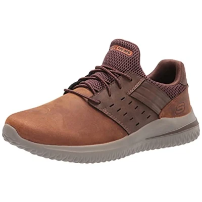 Afbeelding van Skechers Delson 3.0 Ezra Sneakers bruin Leer Heren Maat 47.5