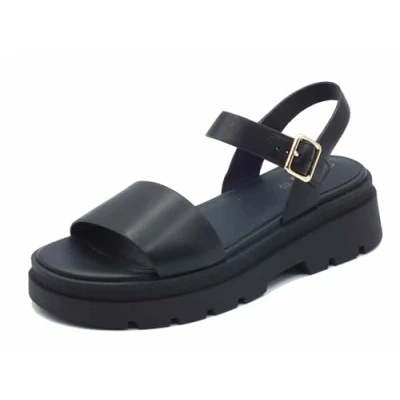 Afbeelding van Geox Sandalen met plateauzool, Dames, Maat: 41, Black Leer