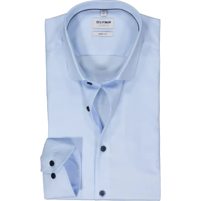 Afbeelding van Olymp heren Level five body fit overhemd met stretch in de kleur Blauw, maat: 43