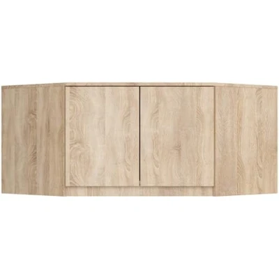 Afbeelding van Kastopzetstuk S100 Sonoma Eiken Dubbele Deuren, 3 Planken, 100cm Brede Zelfmontageunit