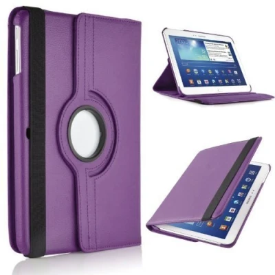 Afbeelding van 360 graden roterende lederen vouwen folio stand case cover voor samsung galaxy tab 2 10.1 P5100 P5110 met gratis screen protector en stylus pen (paars)