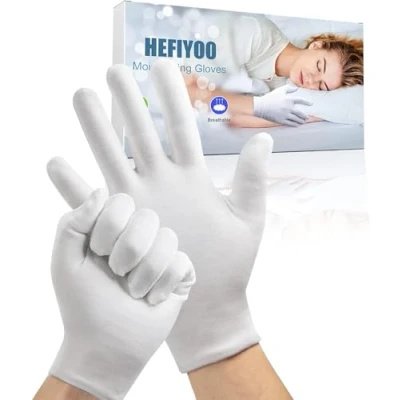 Afbeelding van Hydraterende handschoenen, Cotton G houdt van eczeem &amp; droge handen, rekbare wasbare witte middelgrote (4 paar)